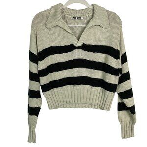 Ciao Lucia Venezia Striped Polo Sweater, XS, Navy Blue & Tan
